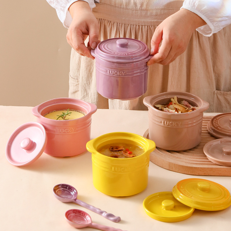 Kitchen Appliances For Cooking - Keramische kom met dubbele deksel, Vogelnest
