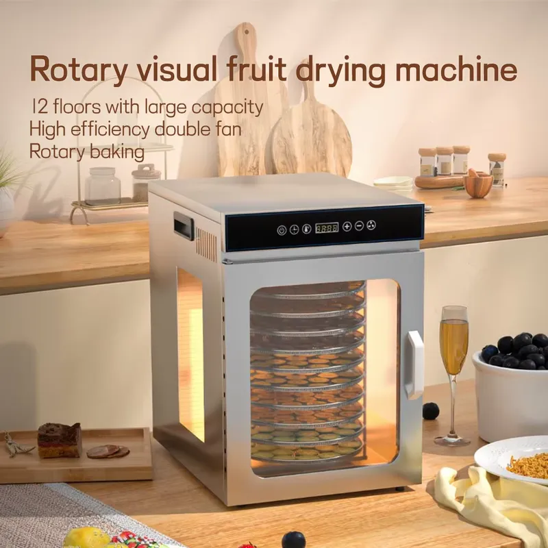 Dehydrator Tray Electric - 12-bakjes roterende elektrische voedseldroger voor fruit-