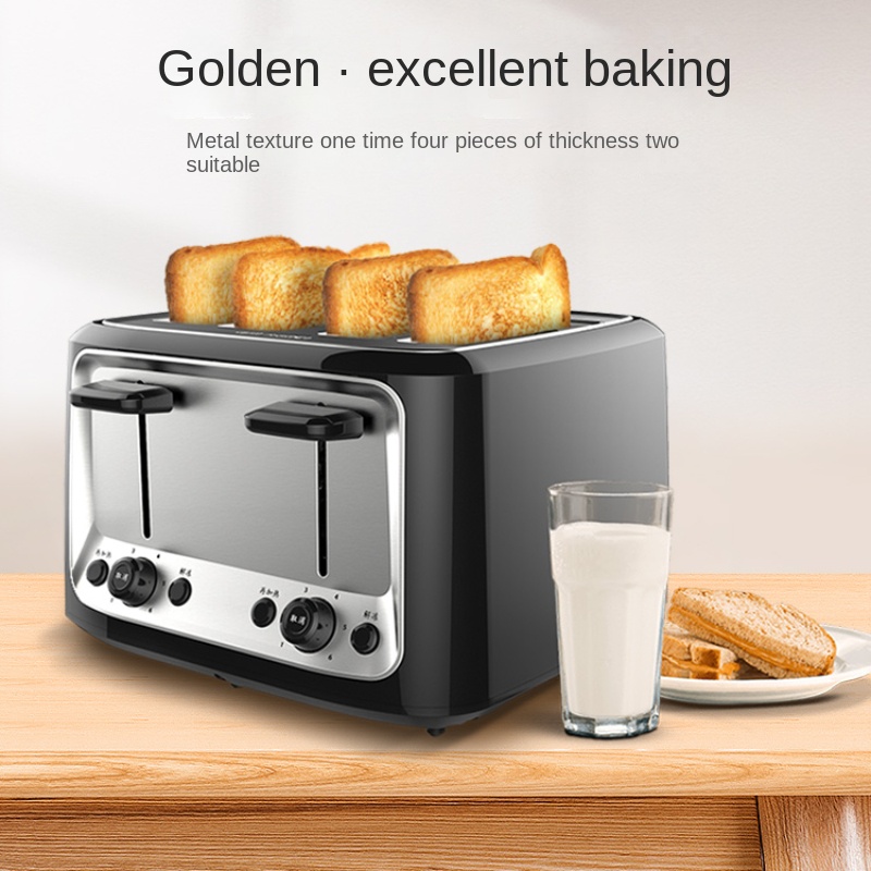 Toaster 4 Slice - Broodrooster Thuis Broodrooster Multifunctionele Volautomatische Ontbijt
