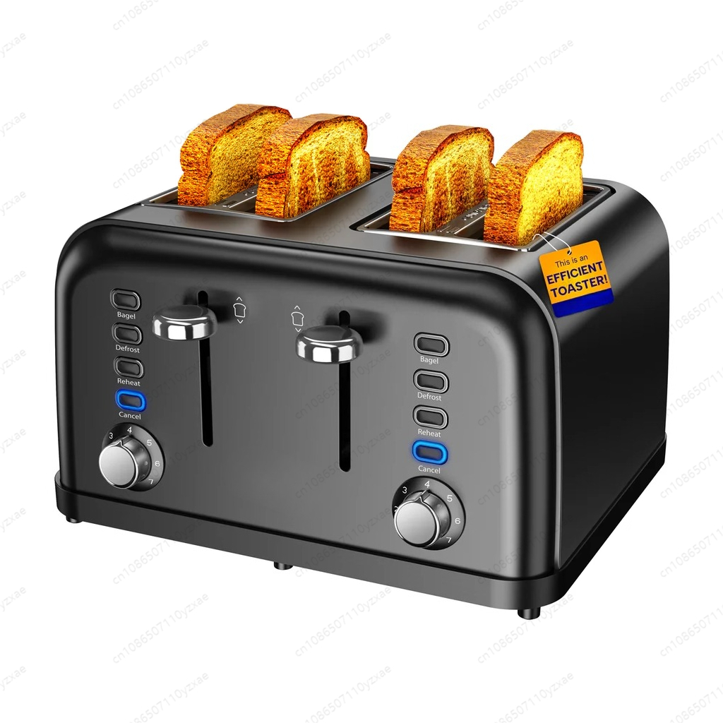 Toaster 4 Slice - 4-slice hoogwaardige broodrooster, precisie browning-controle voor