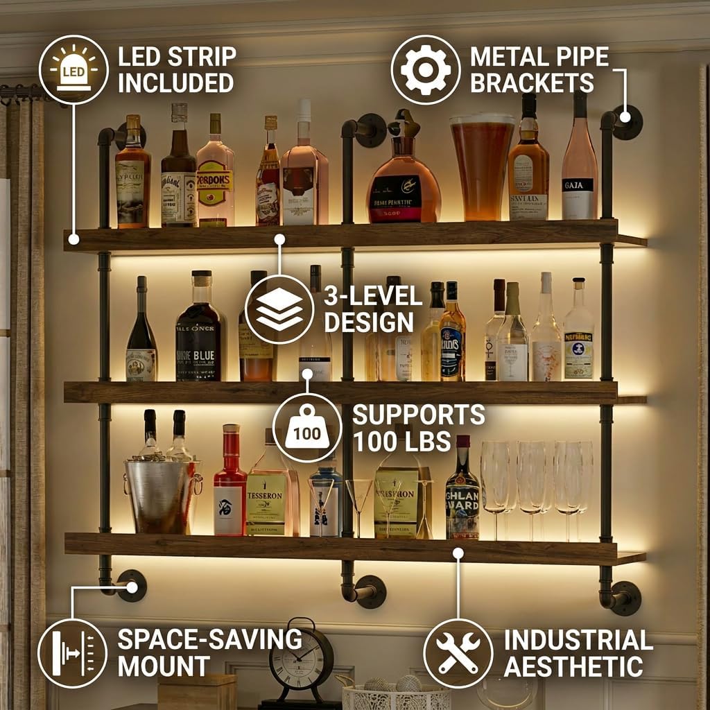 Wandgemonteerd wijnrek met LED - Kitchen Appliances Holder recensie en prijs